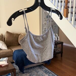 Gray Spaghetti Strap Crop Top